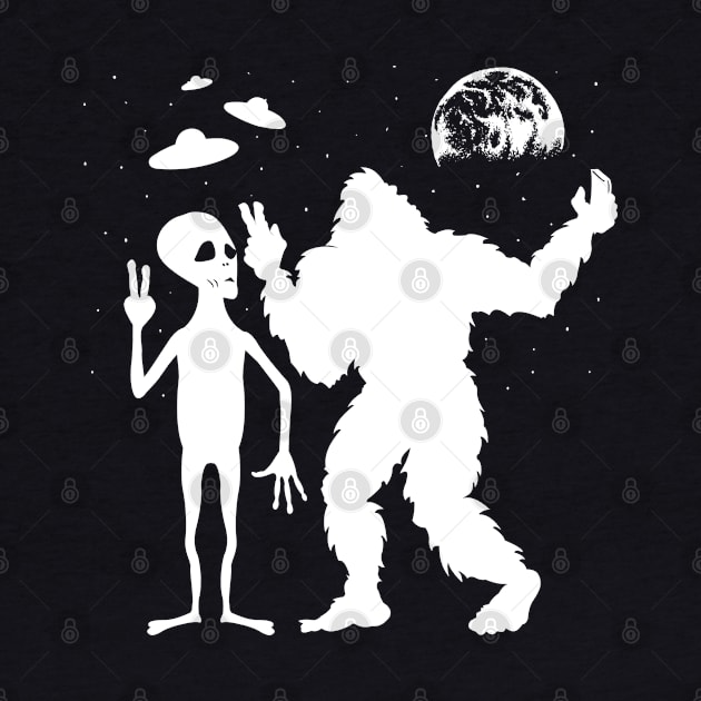 Bigfoot And Alien Take Selfies by Tesszero